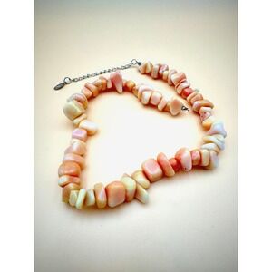 Vintage Angel Skin Coral Nugget Necklace 16" Natural Pink Peach Beads Repair